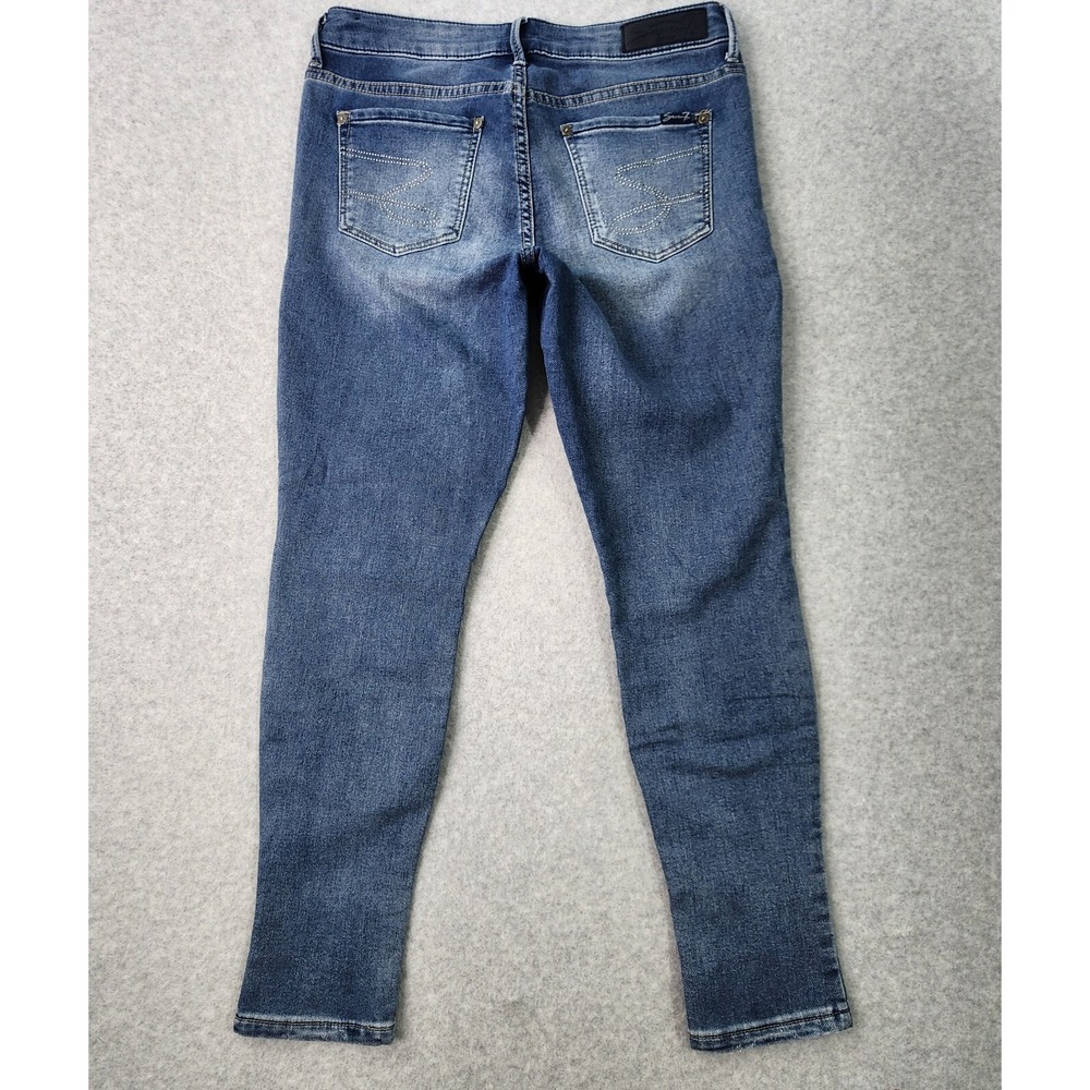 Seven7 Women's Size 8 Medium Wash Mid Rise Distressed Legging Jeans 31x28